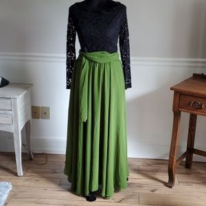 Olive flowy skirt